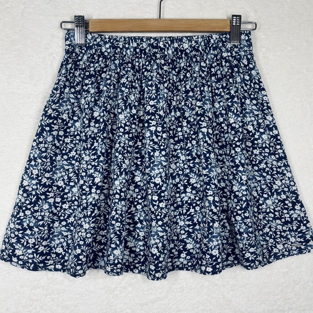 Vtg Y2K Hollister Skirt Womens M Blue Ditsy Floral Mini Skater Coastal Cowgirl